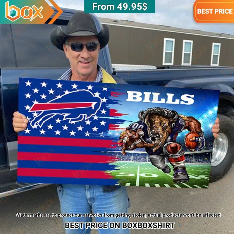 Buffalo Bills Mascot Wood American US Flag Canvas Selfie expert