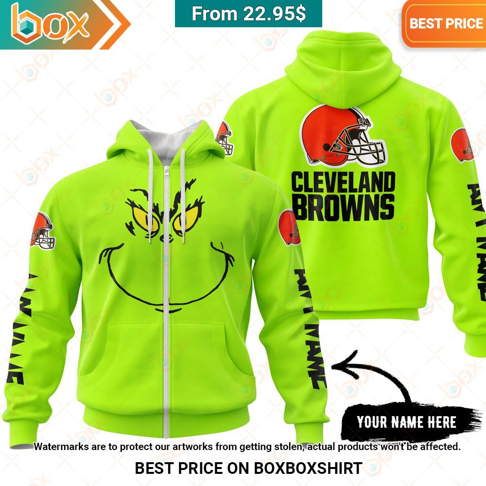 Cleveland Browns Grinch Mask Custom Hoodie, Shirt You look lazy