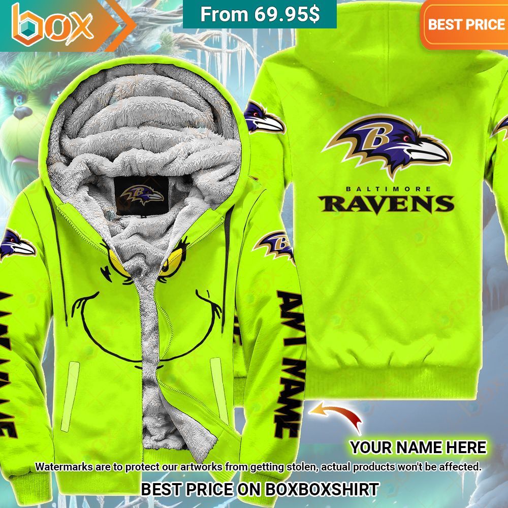 Grinch Baltimore Ravens Custom Fleece Hoodie Long time