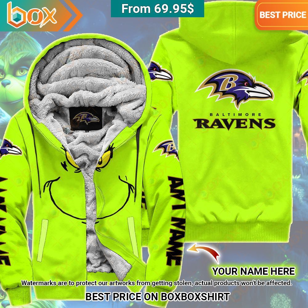 Grinch Baltimore Ravens Custom Fleece Hoodie Elegant and sober Pic