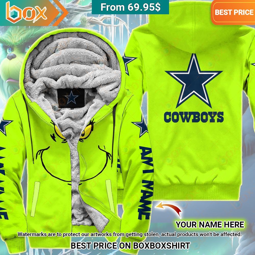 Grinch Dallas Cowboys Custom Fleece Hoodie Eye soothing picture dear