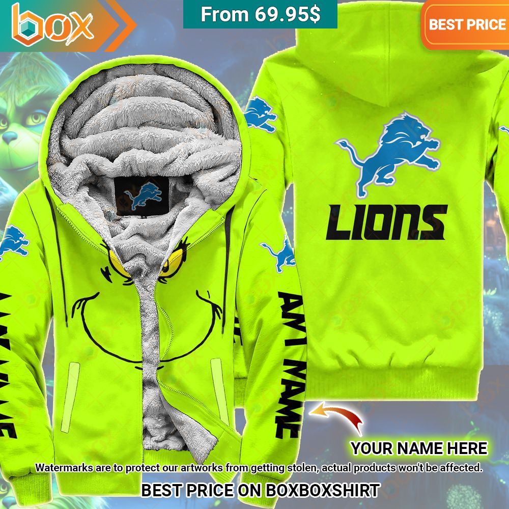 Grinch Detroit Lions Custom Fleece Hoodie Eye soothing picture dear
