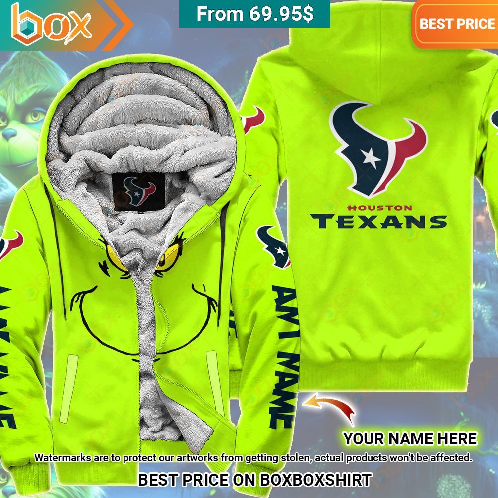 Grinch Houston Texans Custom Fleece Hoodie Cutting dash