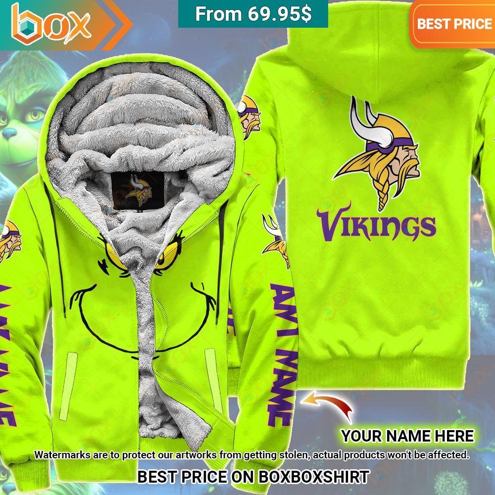 Grinch Minnesota Vikings Custom Fleece Hoodie You look different and cute