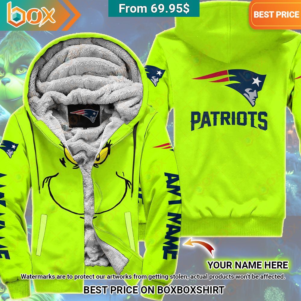 Grinch New England Patriots Custom Fleece Hoodie You look different and cute