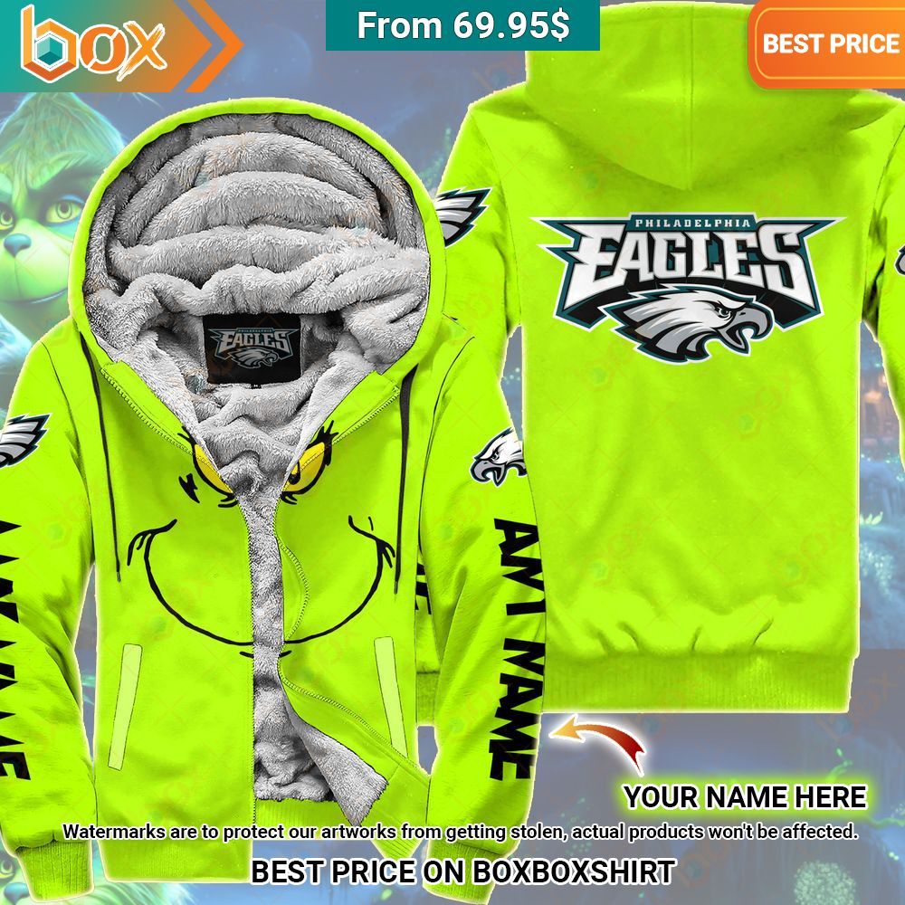 Grinch Philadelphia Eagles Custom Fleece Hoodie Generous look