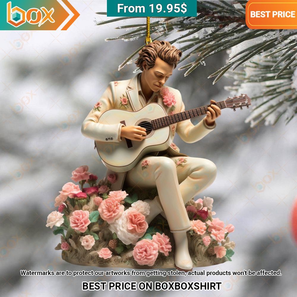 Harry Styles Pink Flowers Guitar Christmas Ornament Beauty queen