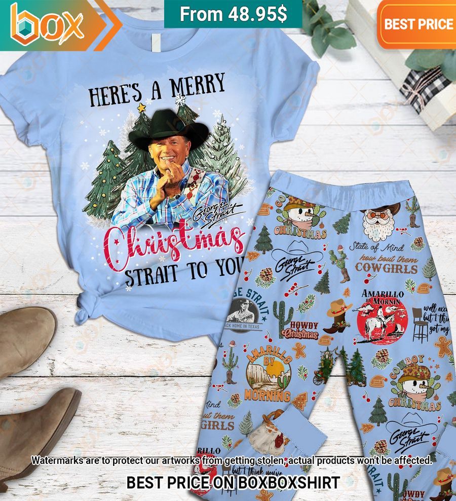 Here's A Merry Christmas Strait To You George Strait Pajamas Set Cutting dash