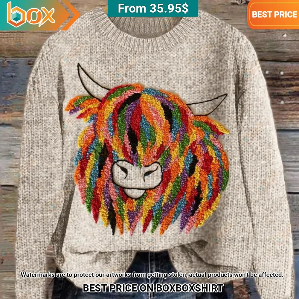 Highland Cow Embroidery Sweater You look so healthy and fit