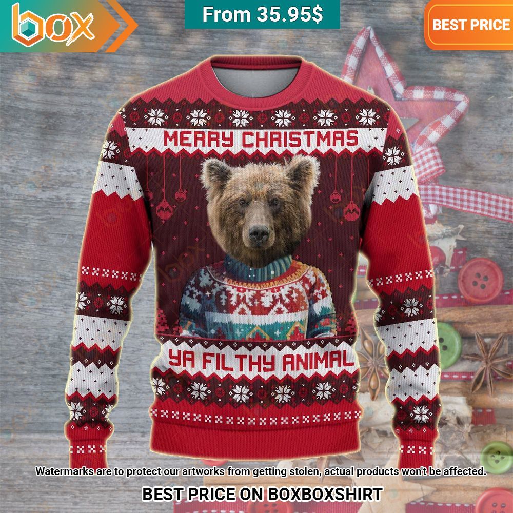 Merry Christmas Ya Filthy Animal Bear Sweater Cool DP