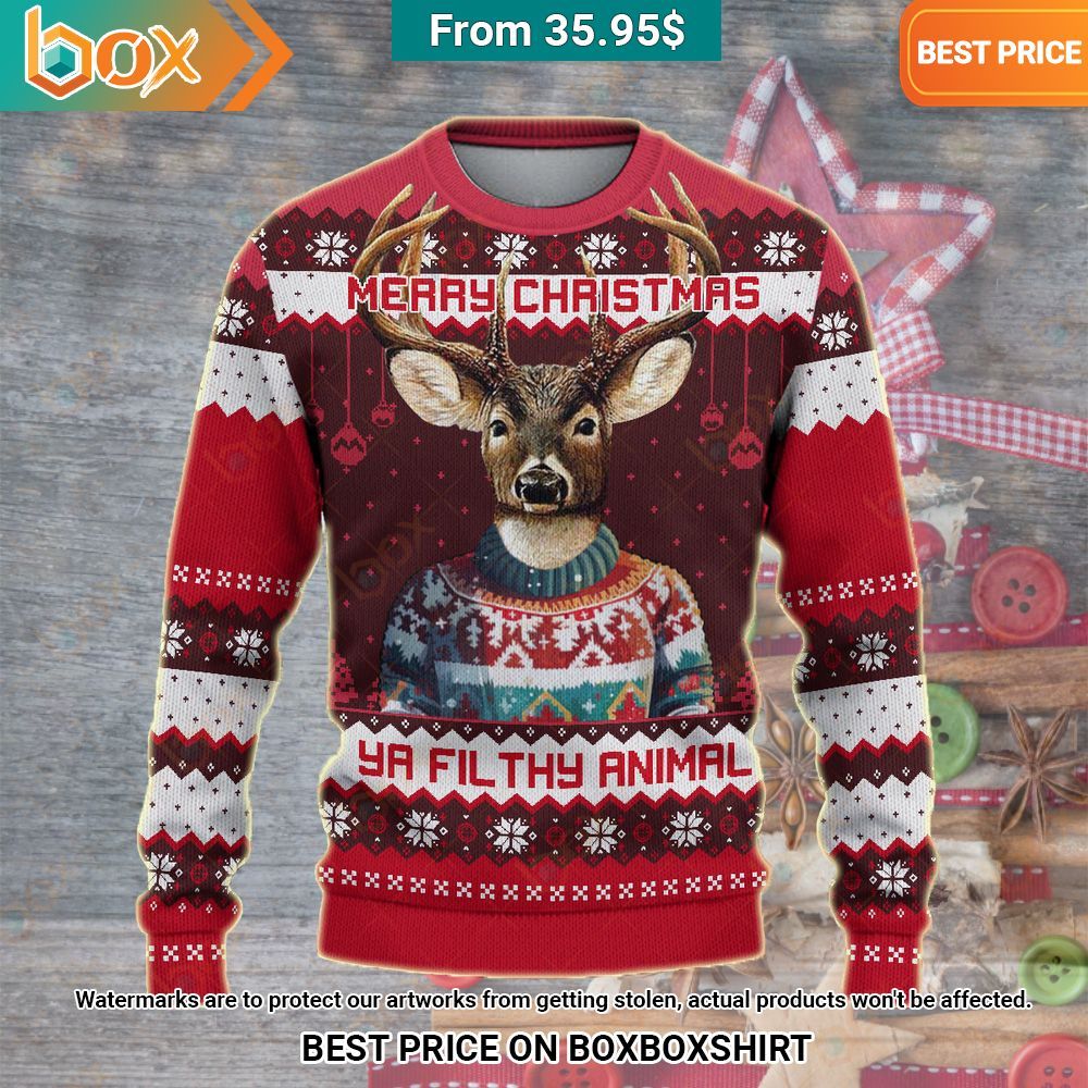 Merry Christmas Ya Filthy Animal Deer Sweater Studious look