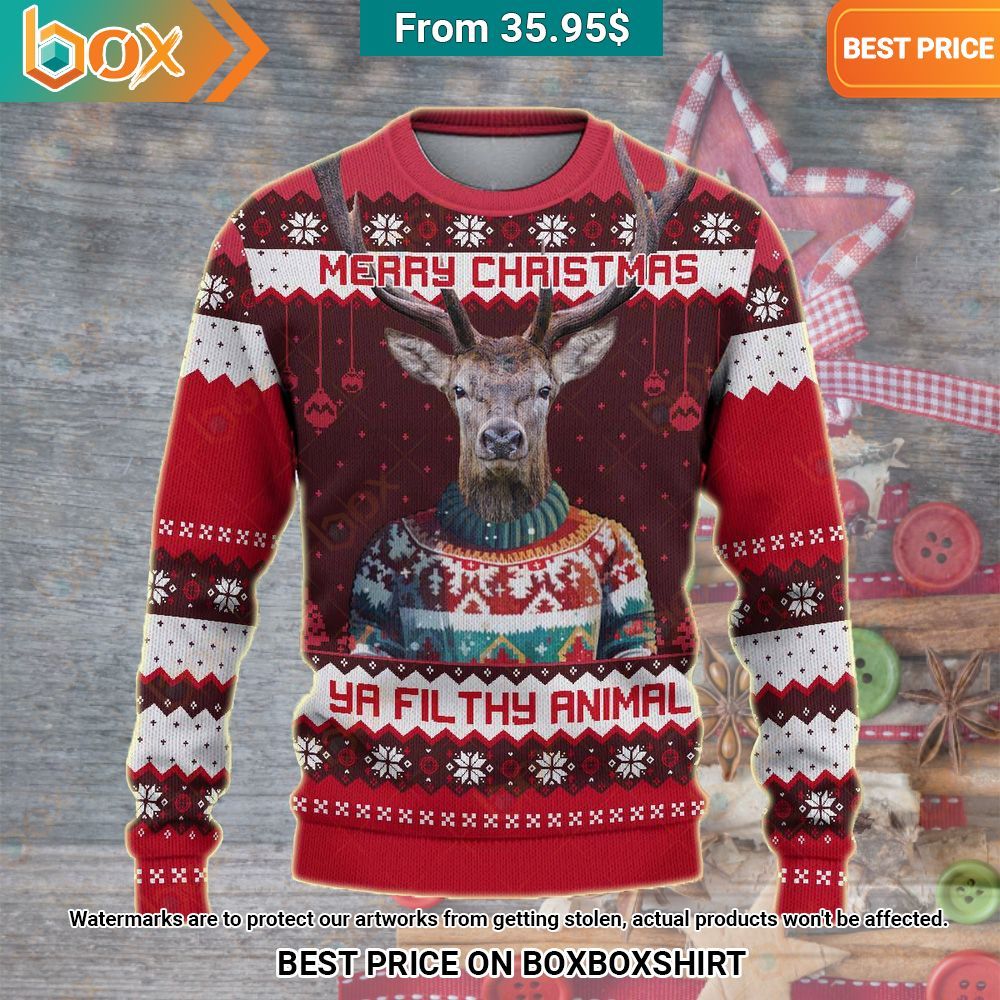 Merry Christmas Ya Filthy Animal Elk Sweater Nice elegant click
