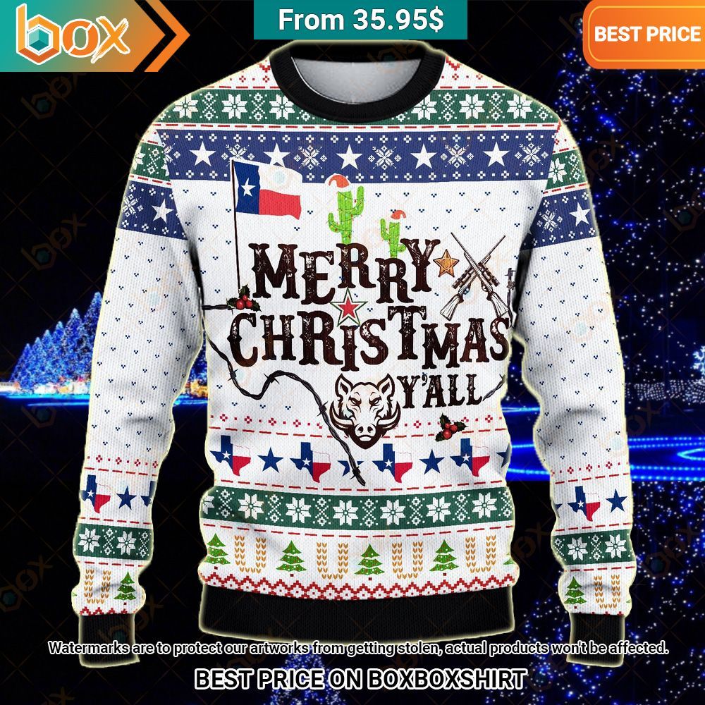 Merry Christmas Y'all Boar Sweater Nice shot bro