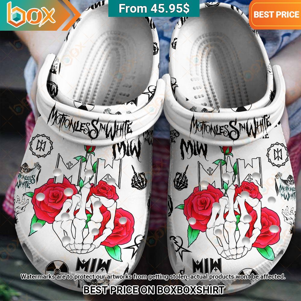Motionless in White Flower Crocs Clog Shoes Stunning