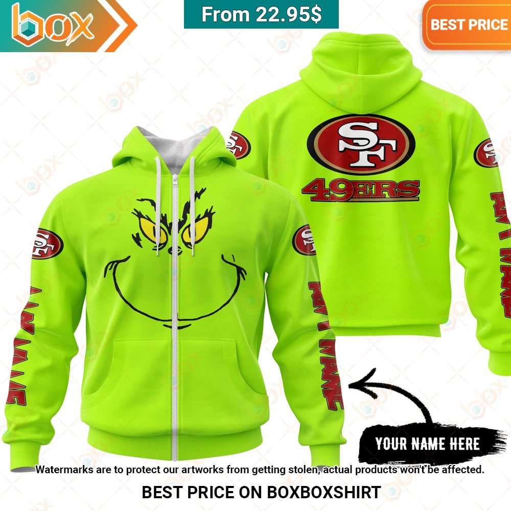San Francisco 49Ers Grinch Mask Custom Hoodie, Shirt Natural and awesome