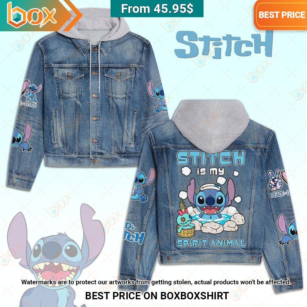 Stitch Is My Spirit Animal Hooded Denim Jacket Nice shot bro