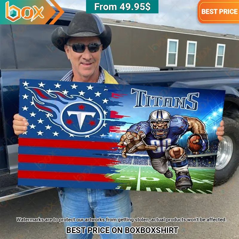 Tennessee Titans Mascot Wood American US Flag Canvas You look handsome bro