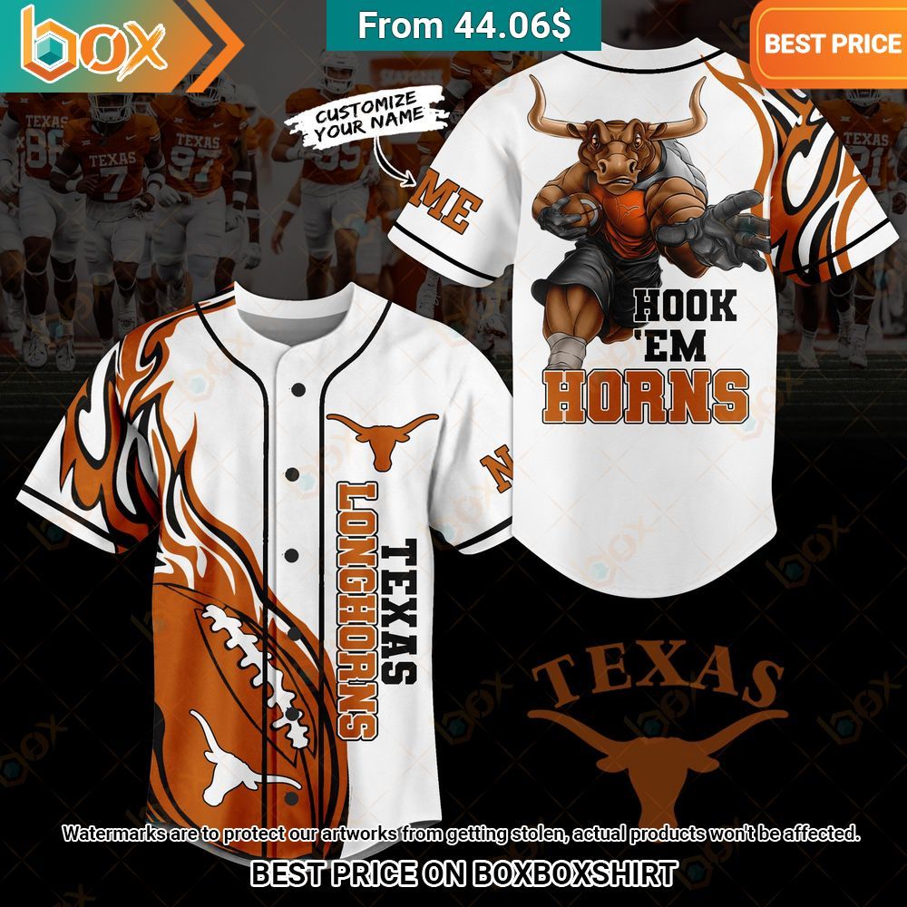 Texas Longhorn Mascot Custom Baseball Jersey Rejuvenating picture