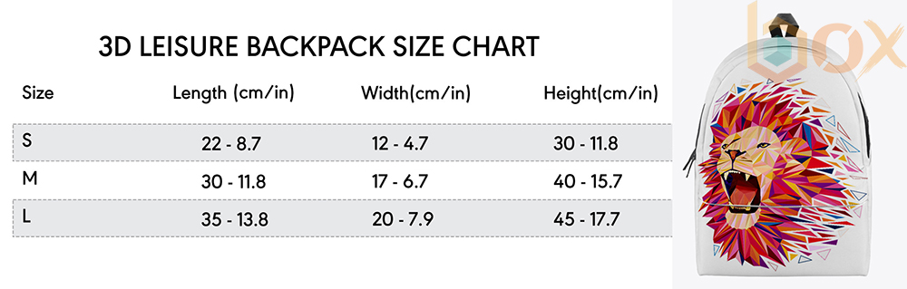 Backpack Size Chart:
