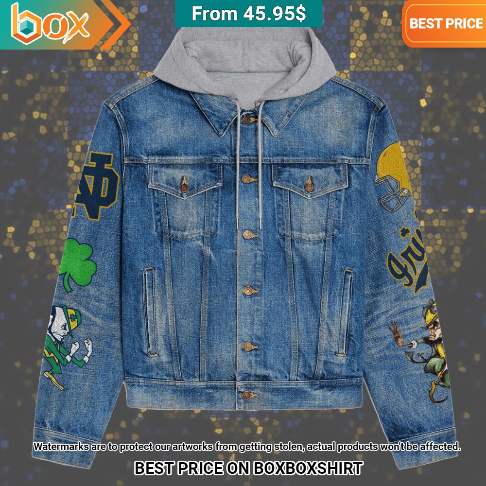 Notre Dame Fighting Nation Play Like a Champion Today Smash Mouth For Life Denim Jacket