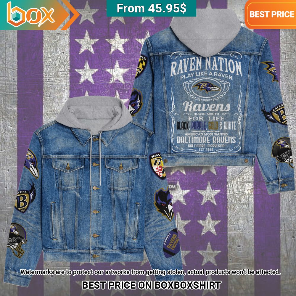 Baltimore Ravens Nation Play Like a Raven Denim Jacket Cool DP