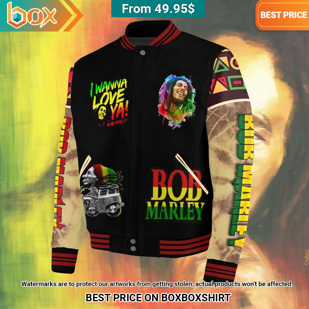Bob Marley I Wanna Love Ya Baseball Jacket Nice Pic