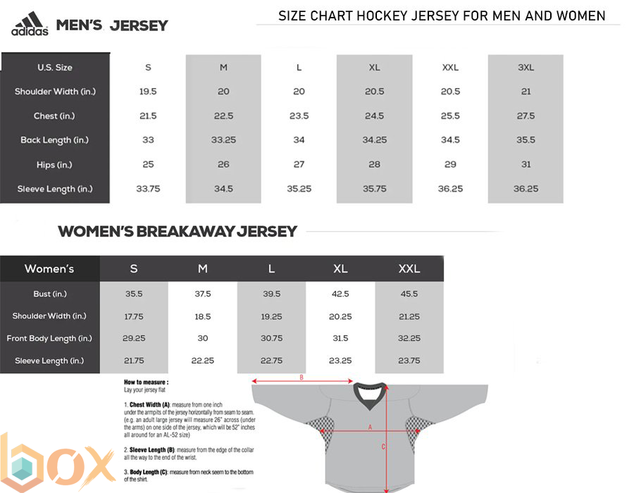 Hockey Jersey Size Chart: