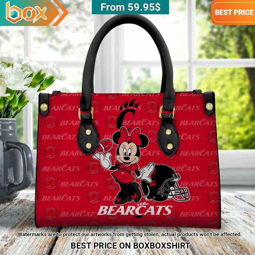 Cincinnati Bearcats Minnie Mouse Women's Leather Handbag You look too weak