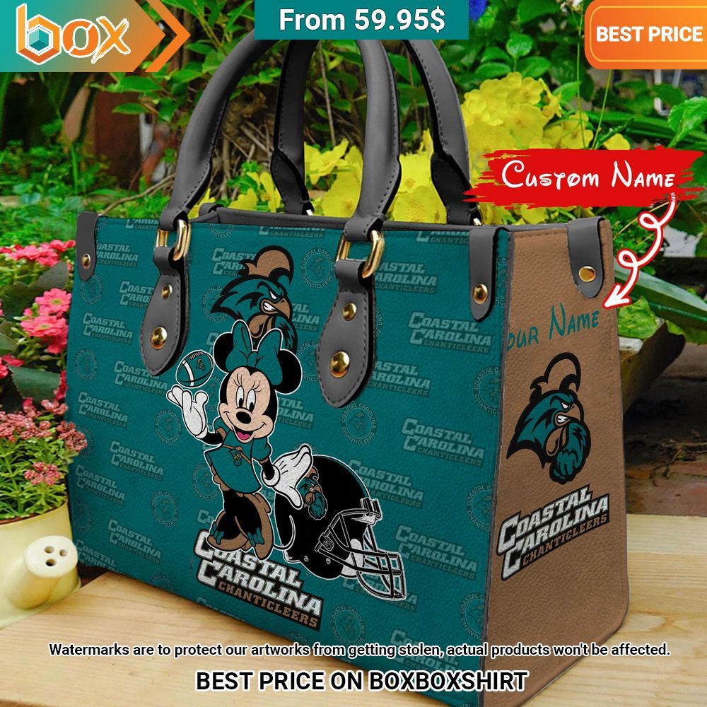 Coastal Carolina Chanticleers Minnie Mouse Women's Leather Handbag 25