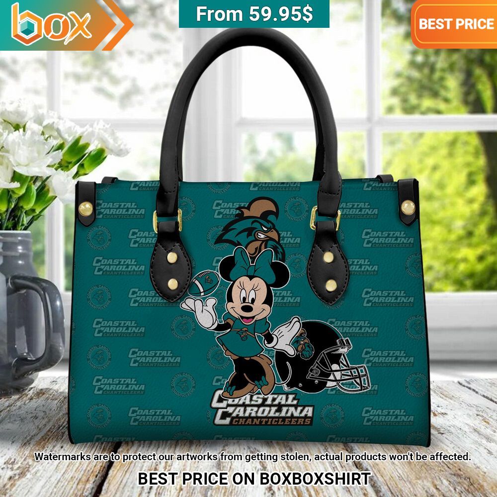 Coastal Carolina Chanticleers Minnie Mouse Women's Leather Handbag Damn good