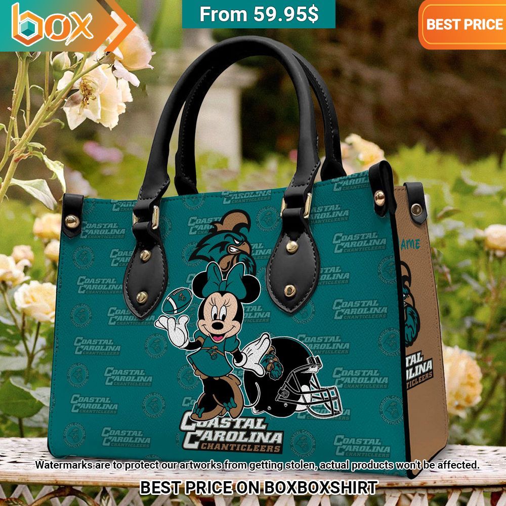 Coastal Carolina Chanticleers Minnie Mouse Women's Leather Handbag