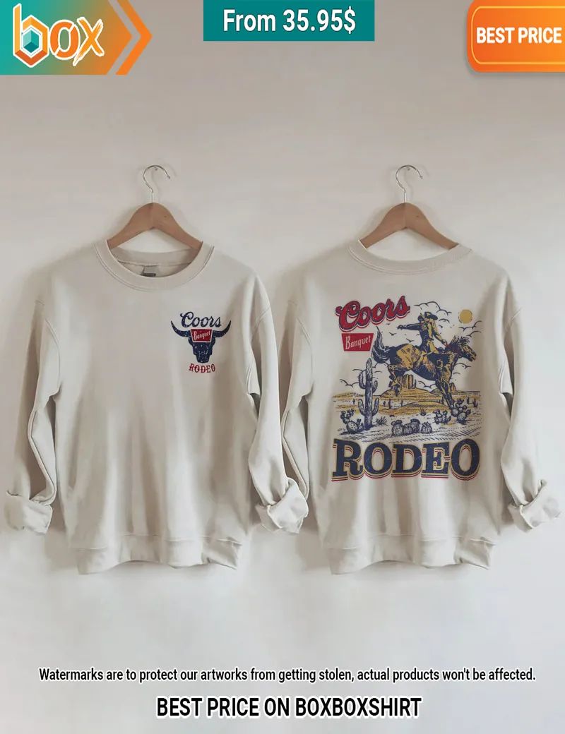 Coors Banquet Rodeo Cowboy Beige Sweatshirt