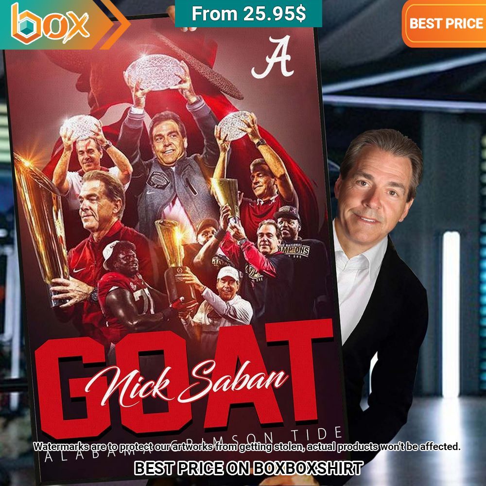 GOAT Nick Saban Alabama Crimson Tide Poster Loving click