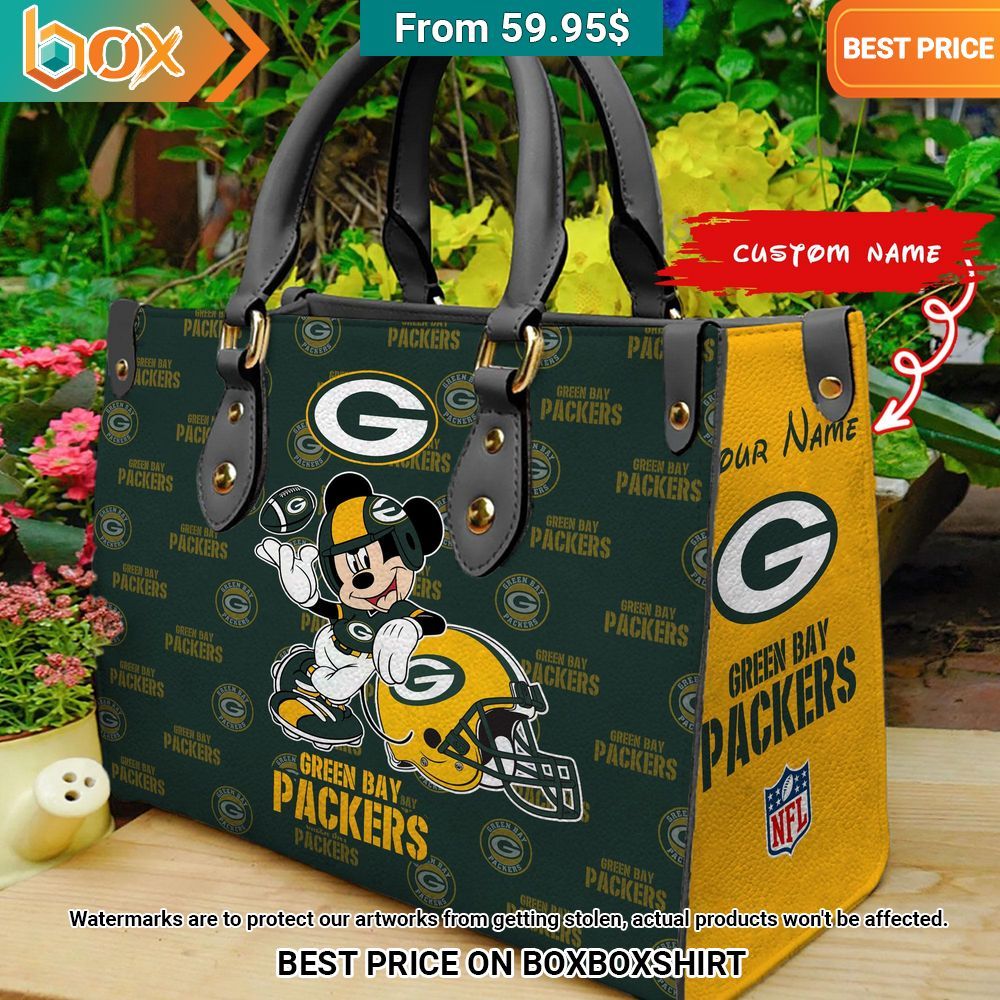 Green Bay Packers Mickey Mouse Women's Leather Handbag 5