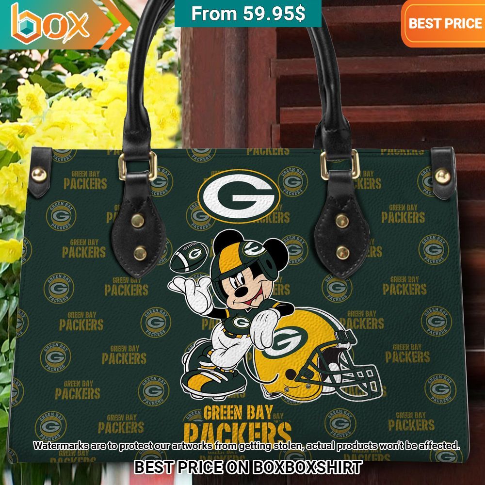 Green Bay Packers Mickey Mouse Women's Leather Handbag 6
