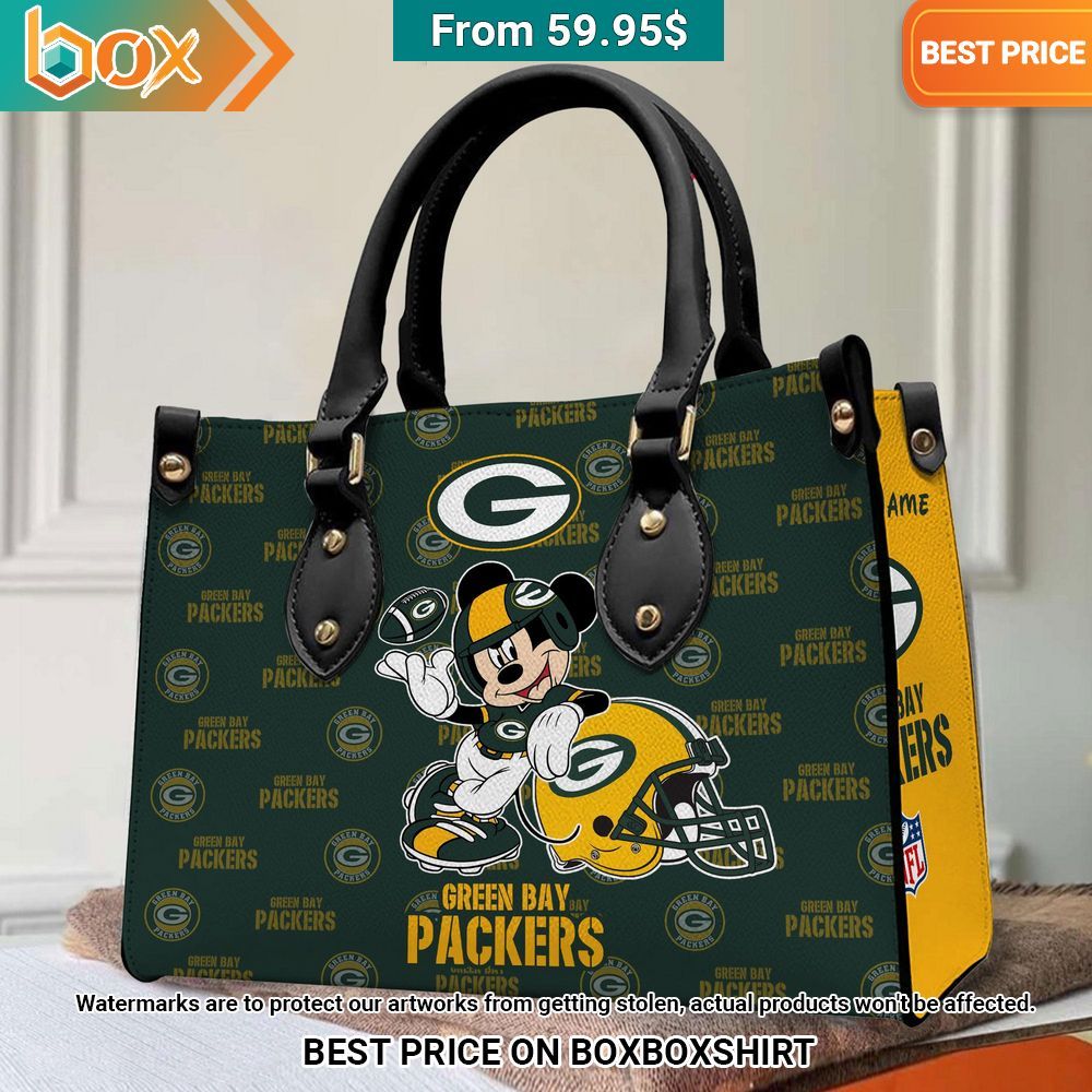 Green Bay Packers Mickey Mouse Women's Leather Handbag