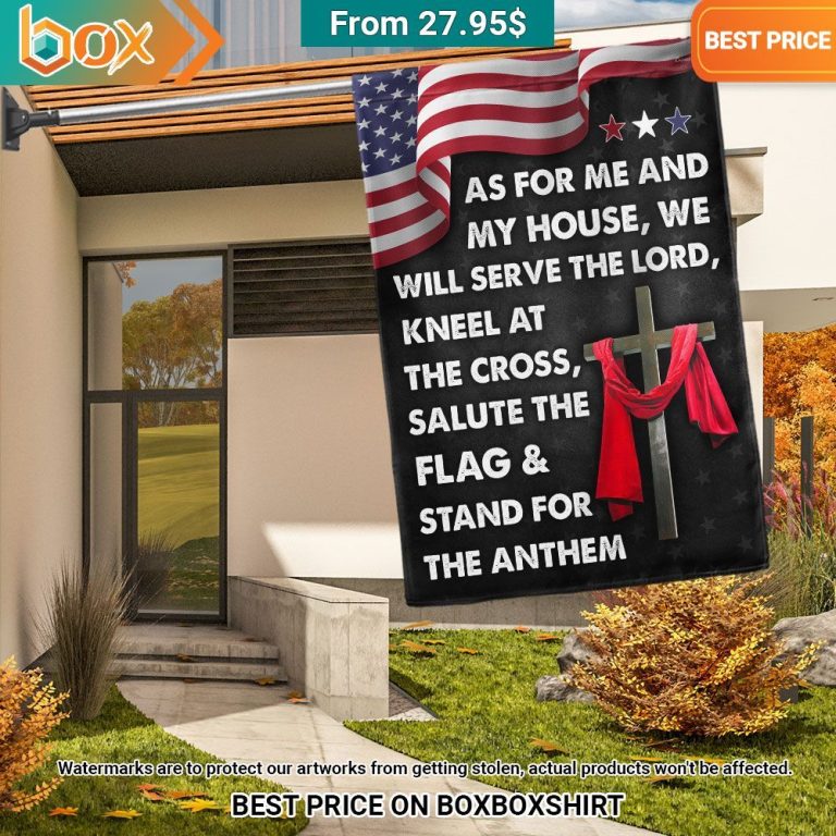 Jesus cross as for me and my house we will serve the lord american flag