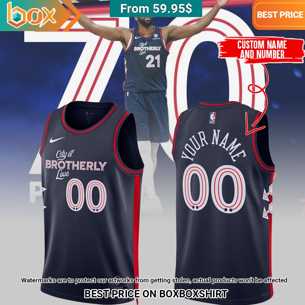 Joel Embiid City Of Brotherly Love Philadelphia 76ers Custom Basketball Jersey