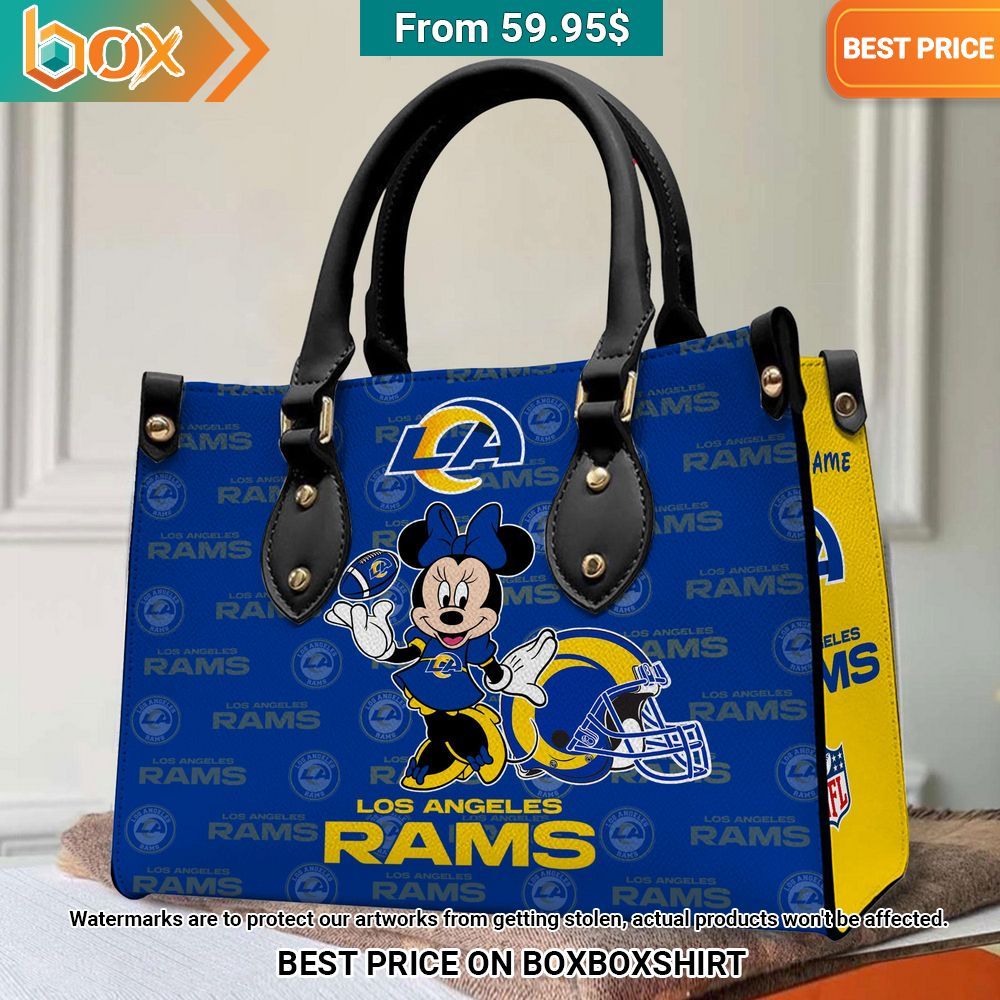 Los Angeles Rams Minnie Mouse Women's Leather Handbag Stand easy bro
