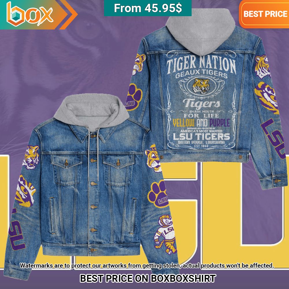 LSU Tigers Nation Geaux Tigers Smash Mouth For Life Denim Jacket