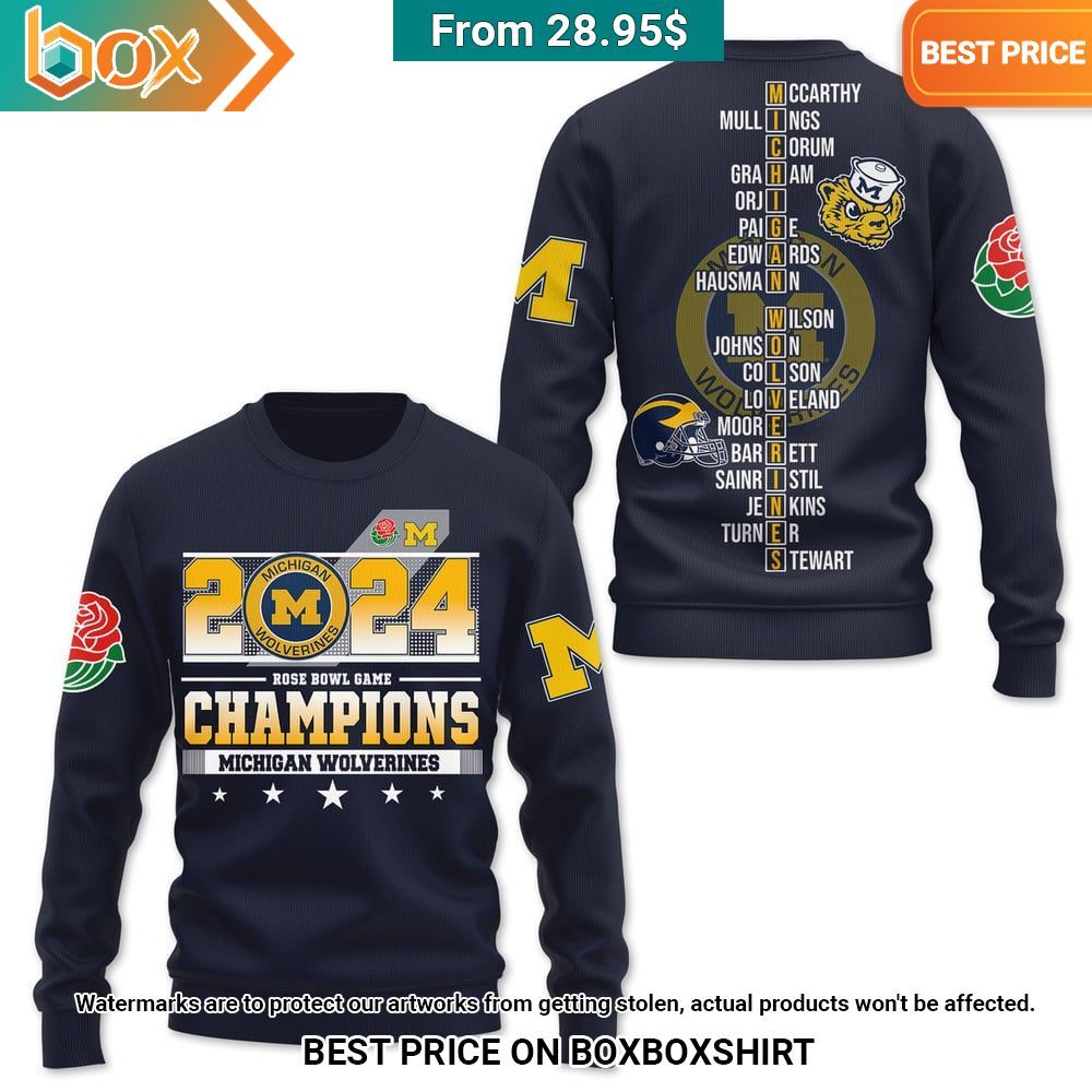 Michigan Wolverines 2024 Rose Bowl Game Champions Hoodie Natural and awesome