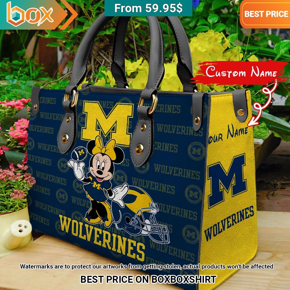 Michigan Wolverines Minnie Mouse Women's Leather Handbag Cool look bro