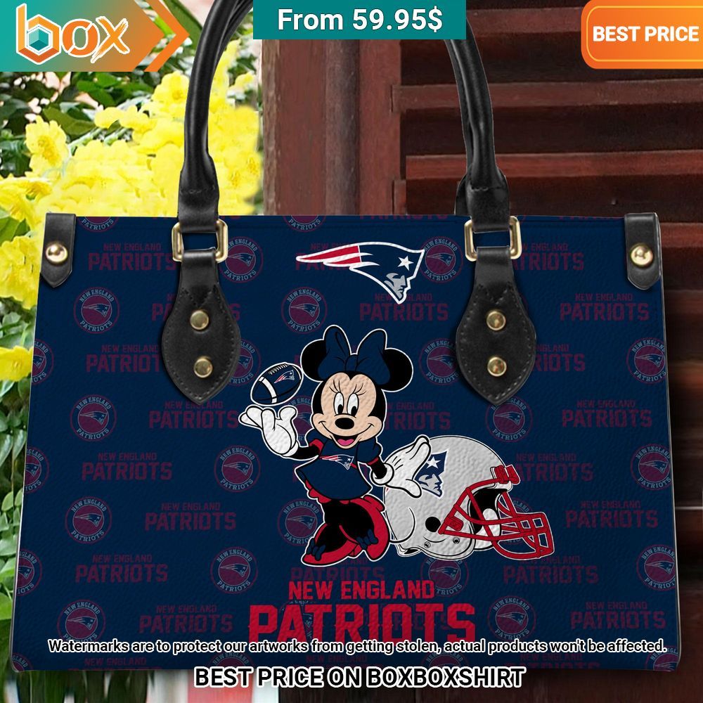 New England Patriots Minnie Mouse Women's Leather Handbag 19