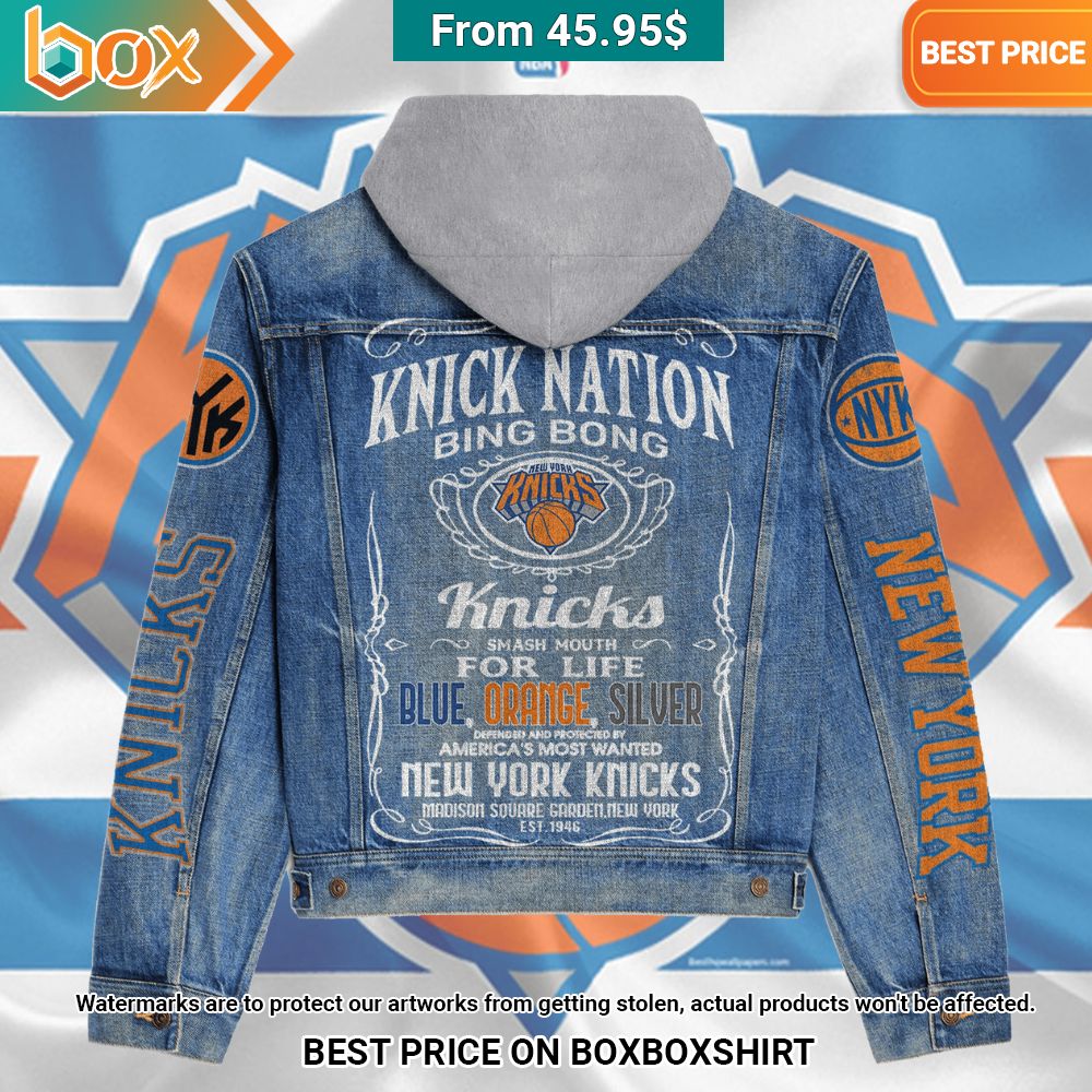 New York Knicks Nation Bing Bong Hooded Denim Jacket Nice photo dude