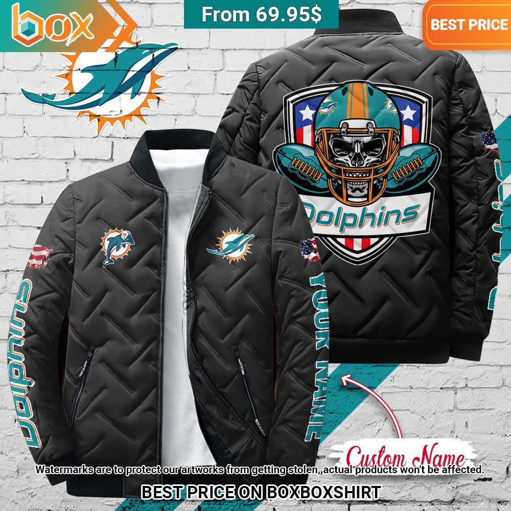 NFL Miami Dolphins Skull Custom Puffer Jacket Eye soothing picture dear