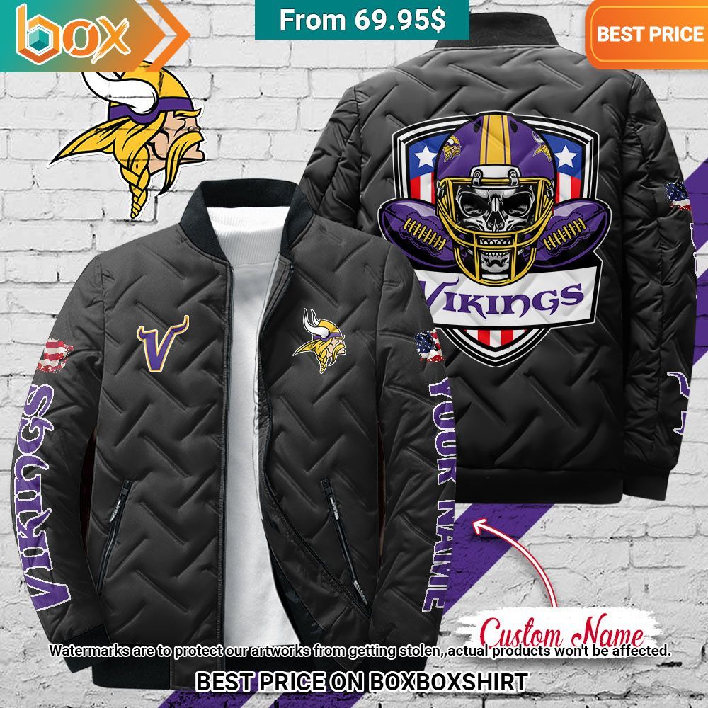 NFL Minnesota Vikings Skull Custom Puffer Jacket Cutting dash