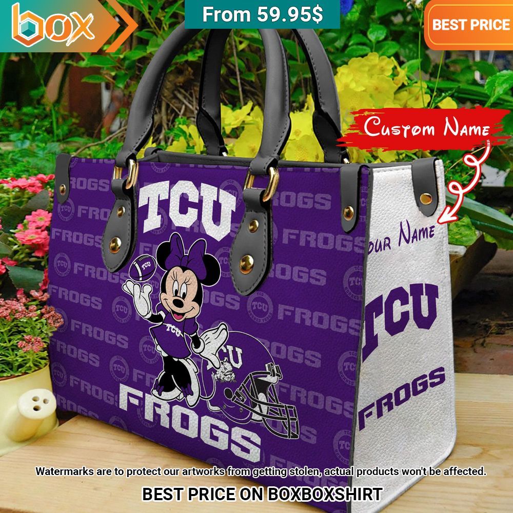 TCU Horned Frogs Minnie Mouse Women's Leather Handbag Cuteness overloaded