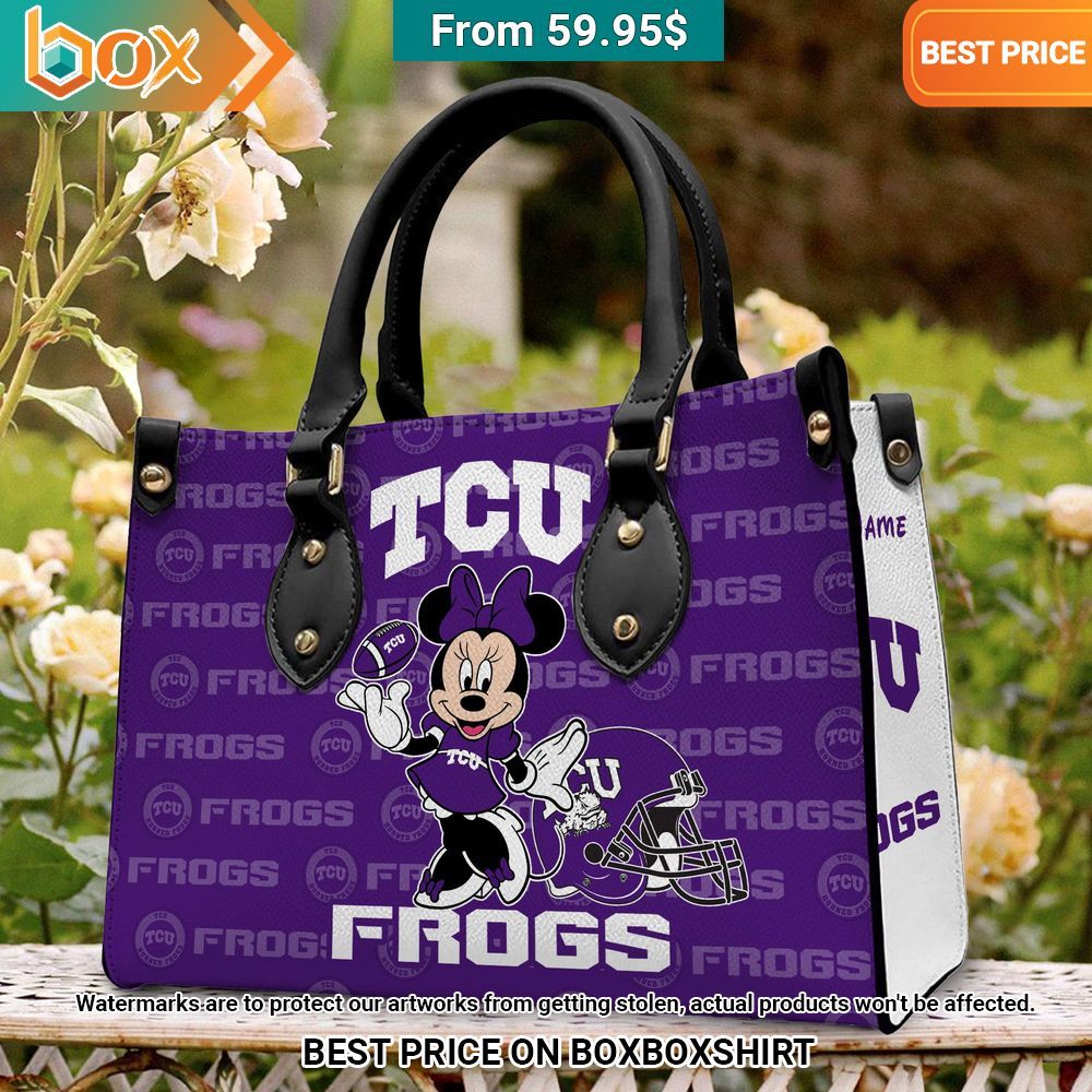 TCU Horned Frogs Minnie Mouse Women's Leather Handbag
