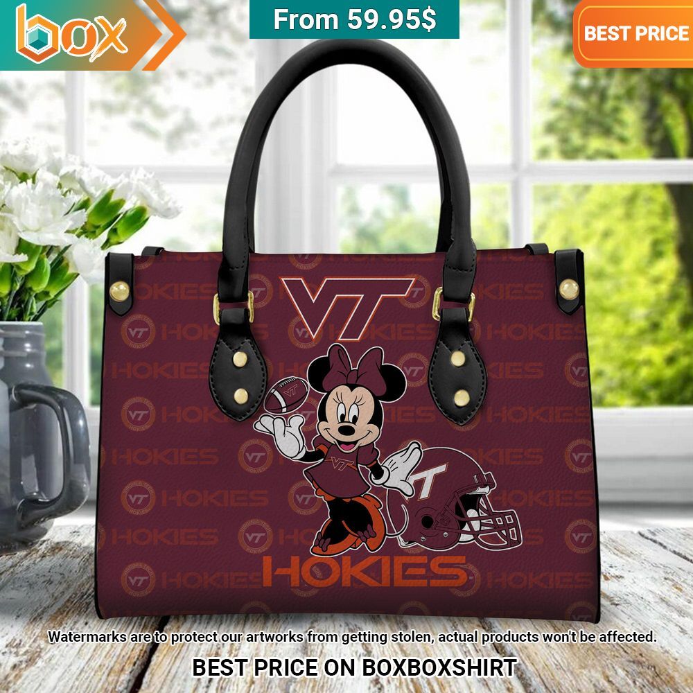 Virginia Tech Hokie Minnie Mouse Women's Leather Handbag 34