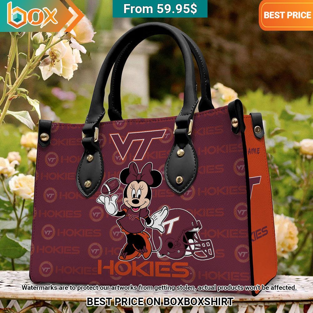 Virginia Tech Hokie Minnie Mouse Women's Leather Handbag 33